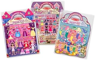 Melissa & Doug Puffy Sticker Activity Books Set: Dress-Up, Princess, Mermaid - 208 Reusable Stickers - Dress Up Doll...