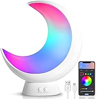 ECOLOR Smart Touch Bedside Table Lamp, RGB APP Control Small Moon Lamp with 20+ Scene Mode, Music Mode & Sleep Mode, 6...